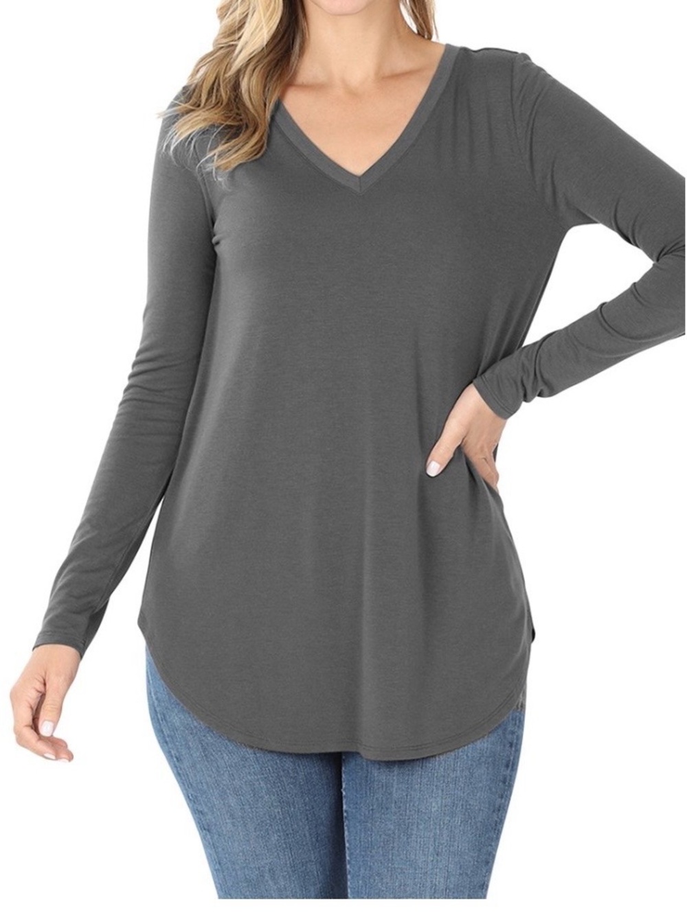 Zenana Women’s Plus Size 2XL V-Neck Tunic Top Minimalist